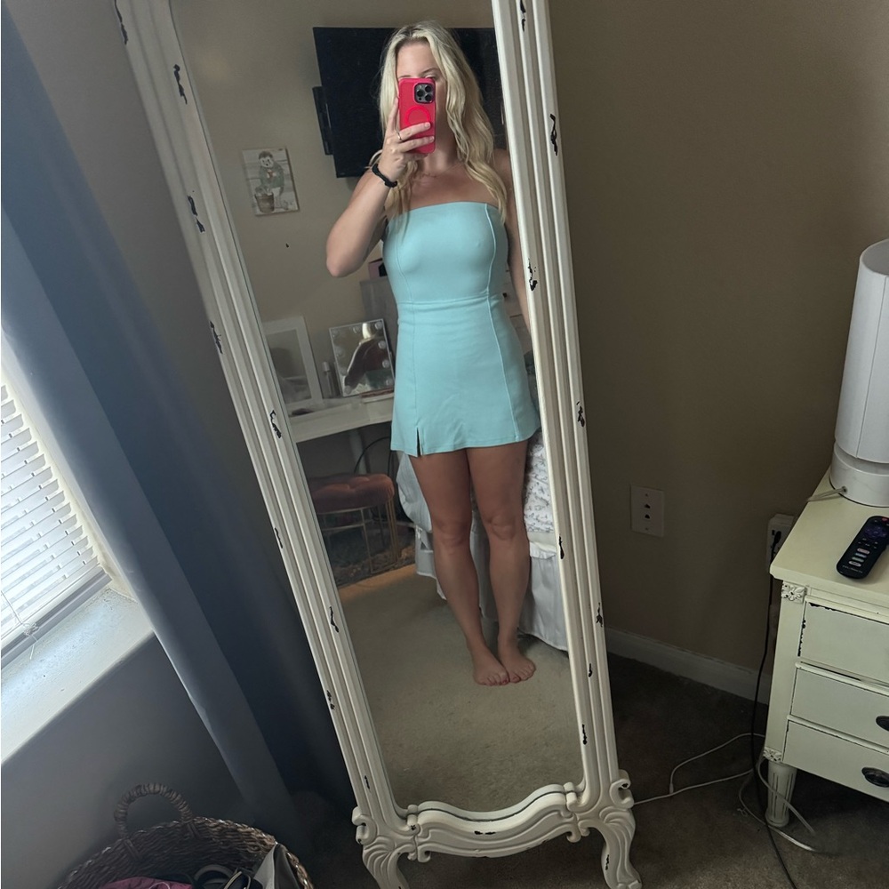 American Eagle Blue Small Strapless Dress with Shorts